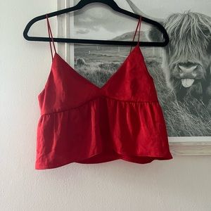 Red peplum top